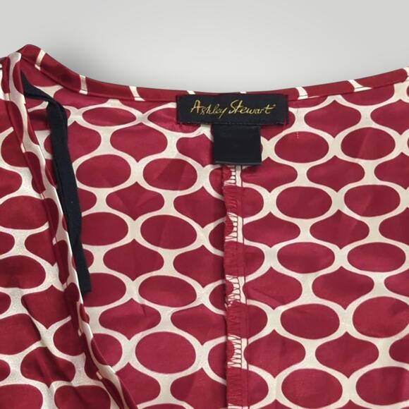 Ashley Stewart Tops - Ashley Stewart Women’s Wrap Top PLUS 3XL Burgundy & White Geometric Print